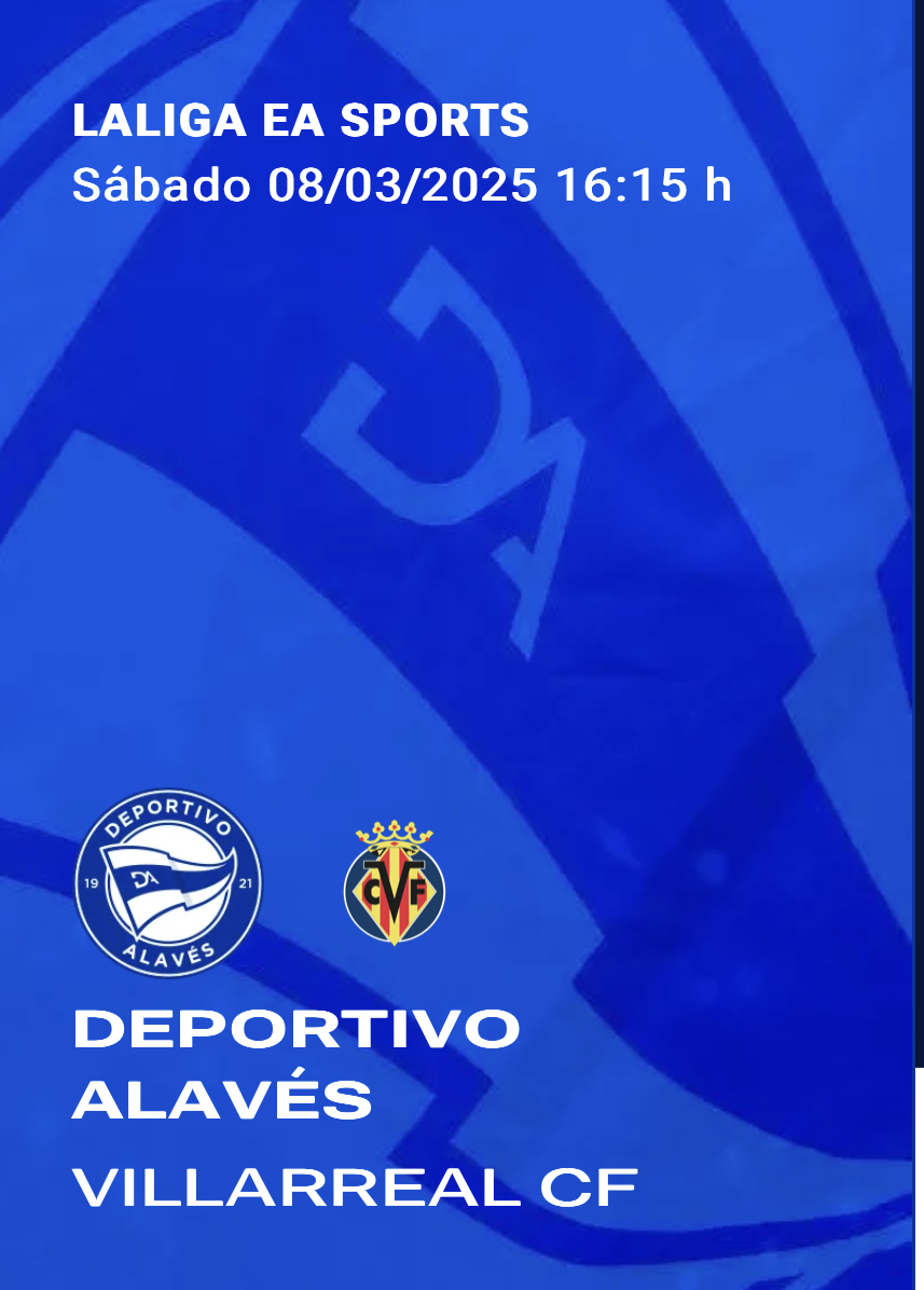 Equipo que ha resultado premiado con dos entradas para presenciar en directo el encuentro  va pde Liga Santander, DeportIvo Alavés - Villarreal CF.