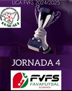 Royal F.S, Golosos Mundial Club, Coco F.S, La Pepita Dragones F.S, C.P.D. POGS Futsal y Bar Adonix Oion F.S, actuales líderes tras la disputa de la cuarta jornada en las diferentes categorías de las competiciones vascas de Futsal temporada 24/25.